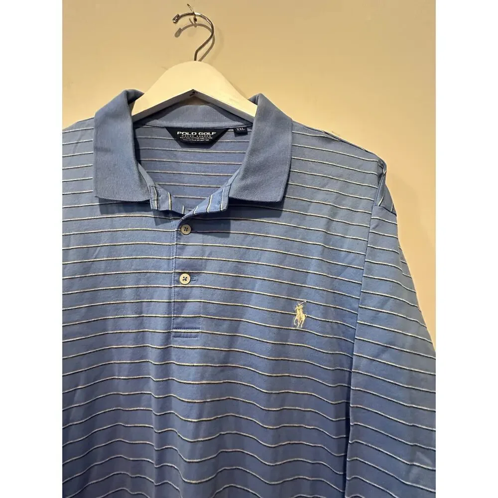Polo Golf Ralph Lauren Size XXL Short Sleeve Polo Shirt Striped Blue Casual